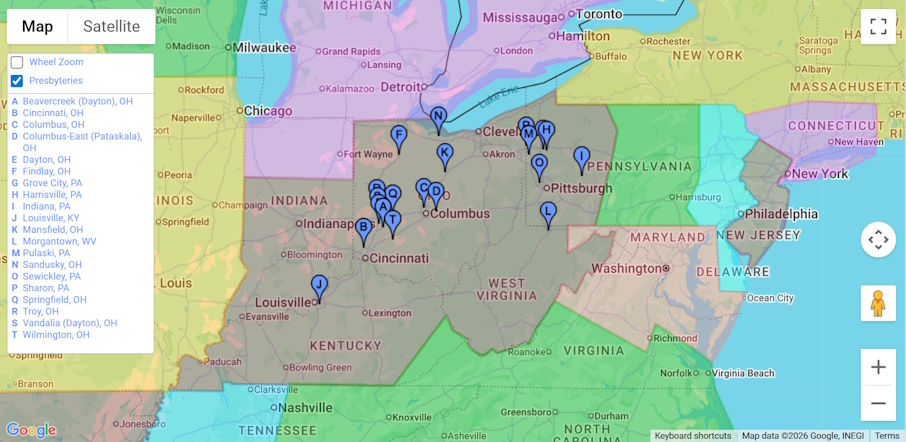 Map of the Presbytery